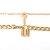 Cuban Link Chain Choker Necklace Punk Multilayer Padlock Key Long Pendant Necklace for Women Gold Color Collar Jewlery