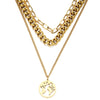 Cuban Link Chain Choker Necklace Punk Multilayer World Map Pendant Necklace for Women Gold Color Stainless Steel Collar Jewlery