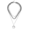 Cuban Link Chain Choker Necklace Punk Multilayer World Map Pendant Necklace for Women Gold Color Stainless Steel Collar Jewlery