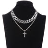 Cuban Link Chain Choker necklace set cross pendant necklace  Jewelry  Women Men   Jewellery