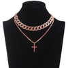 Cuban Link Chain Choker necklace set cross pendant necklace  Jewelry  Women Men   Jewellery