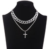 Cuban Link Chain Choker necklace set cross pendant necklace  Jewelry  Women Men   Jewellery