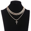 Cuban Link Chain Choker necklace set cross pendant necklace  Jewelry  Women Men   Jewellery