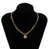 Cuban Link Chain Lock Pendant Necklace Clavicle Chain Exaggerated Punk Gold Chunky Chain Mujer Key Necklaces Party Jewelry