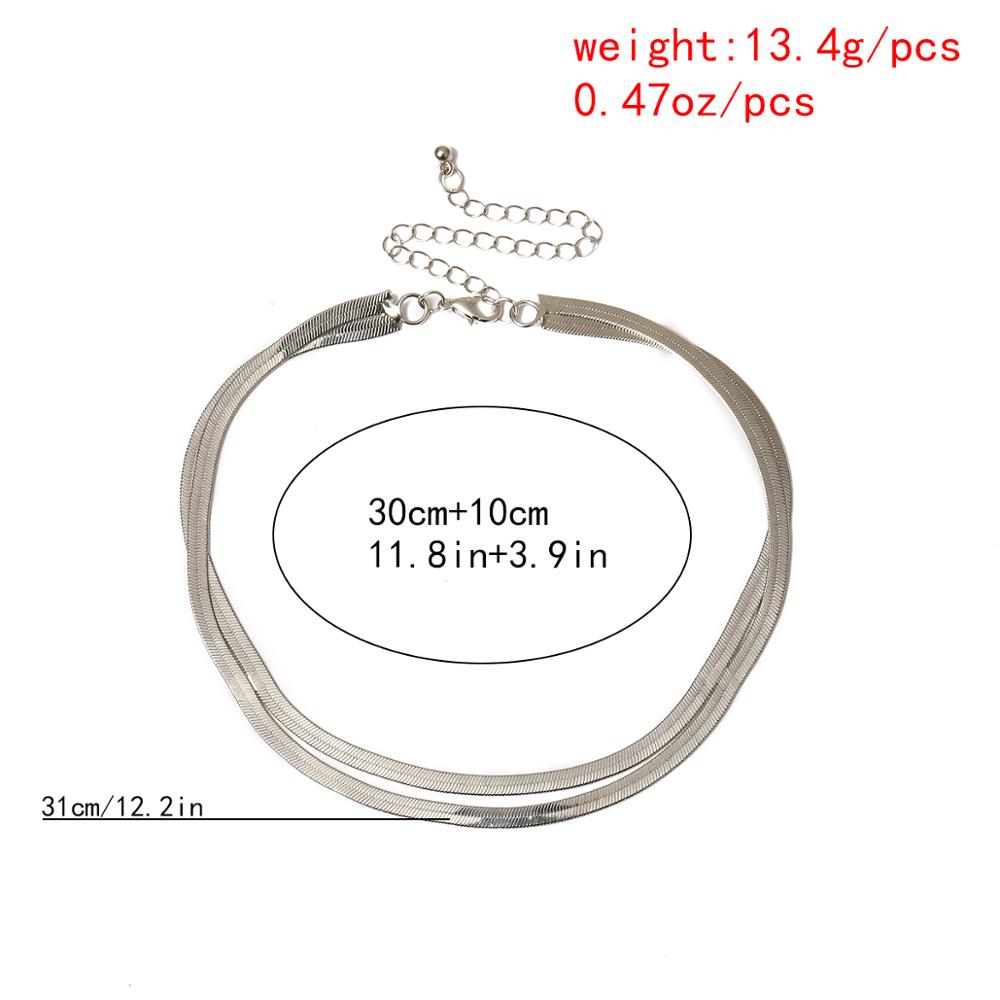 Cuban Snake Chain Choker Necklace Minimalist Hip Hop Metal Layered Collar Necklace for Women Men Silver Color Jewelry