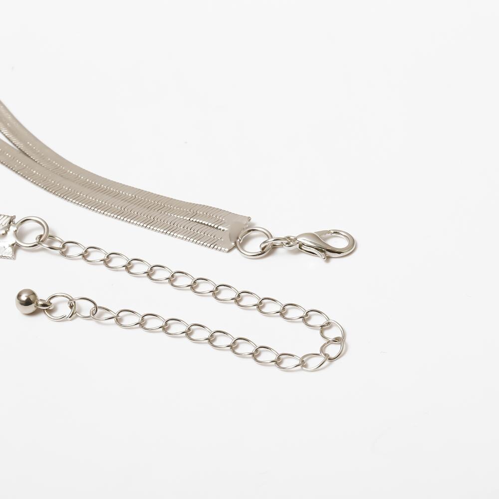 Cuban Snake Chain Choker Necklace Minimalist Hip Hop Metal Layered Collar Necklace for Women Men Silver Color Jewelry