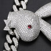 Cuban link Chain Big Rabbit Head Hip hop Pendant & Chain Necklace Full Iced Out Cubic Zircon Bling for Men hip hop Jewelry