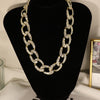 Cuban wide link chain choker necklace hip hop streetwear punk men women rhinestone shining clavicle chain