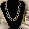 Cuban wide link chain choker necklace hip hop streetwear punk men women rhinestone shining clavicle chain