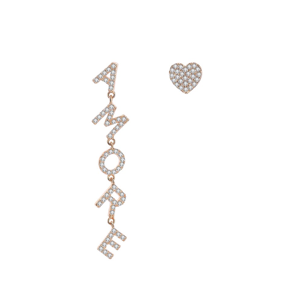 Cubic Zircon Heart AMORE Letter Drop Earrings for Women Korean Earrings 2022 Trendy Jewelry Female Accessorie 11.11