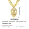 Cubic Zircon V For Vendetta Pendant Necklace For Men Hip Hop Jewelry With Cuban Chain Anonymous Hacker Mask Charm Choker