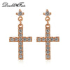 Cubic Zirconia Cross Drop/Dangle Earrings Rose Gold Color/Silver Tone Fashion Jewelry For Women Wholesale Punk Style DWE328