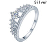 Cubic Zirconia Crown Rings For Women Fashion Crystal Ring Female Party Wedding Engagement Bridal Jewelry