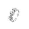 Cubic Zirconia Flower Rings For Women Stainless Steel Open Adjustable Crystal Ring Female Wedding Couple Jewelry Gift anillos