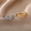 Cubic Zirconia Flower Rings For Women Stainless Steel Open Adjustable Crystal Ring Female Wedding Couple Jewelry Gift anillos