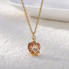 Cubic Zirconia Heart Pendant Necklace for Women Gold Plated Chains Stainless Steel Zircon Necklaces 2023 Trend Jewelry collares