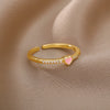 Cubic Zirconia Heart Rings For Women Stainless Steel Gold Color Couple Ring Wedding Band Aesthetic Jewelry Gift anillos mujer