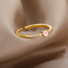 Cubic Zirconia Heart Rings For Women Stainless Steel Gold Color Couple Ring Wedding Band Aesthetic Jewelry Gift anillos mujer