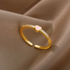 Cubic Zirconia Heart Rings For Women Stainless Steel Gold Color Couple Ring Wedding Band Aesthetic Jewelry Gift anillos mujer