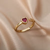 Cubic Zirconia Heart Rings For Women Stainless Steel Open Adjustable Finger Ring Female Green Crystal Wedding Jewelry anillos