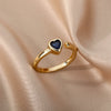 Cubic Zirconia Heart Rings For Women Stainless Steel Open Adjustable Finger Ring Female Green Crystal Wedding Jewelry anillos