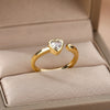 Cubic Zirconia Heart Rings For Women Stainless Steel Open Adjustable Finger Ring Female Green Crystal Wedding Jewelry anillos