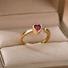 Cubic Zirconia Heart Rings For Women Stainless Steel Open Adjustable Finger Ring Female Green Crystal Wedding Jewelry anillos