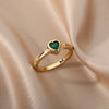 Cubic Zirconia Heart Rings For Women Stainless Steel Open Adjustable Finger Ring Female Green Crystal Wedding Jewelry anillos