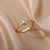 Cubic Zirconia Heart Rings For Women Stainless Steel Open Adjustable Finger Ring Female Green Crystal Wedding Jewelry anillos