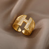 Cubic Zirconia Initial Letter Rings for Women Stainless Steel Chunky Wide Ring Female Party Wedding Band Couple Jewelry anillos