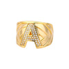 Cubic Zirconia Initial Letter Rings for Women Stainless Steel Chunky Wide Ring Female Party Wedding Band Couple Jewelry anillos