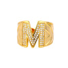 Cubic Zirconia Initial Letter Rings for Women Stainless Steel Chunky Wide Ring Female Party Wedding Band Couple Jewelry anillos