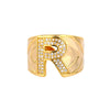 Cubic Zirconia Initial Letter Rings for Women Stainless Steel Chunky Wide Ring Female Party Wedding Band Couple Jewelry anillos