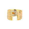 Cubic Zirconia Initial Letter Rings for Women Stainless Steel Chunky Wide Ring Female Party Wedding Band Couple Jewelry anillos