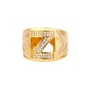 Cubic Zirconia Initial Letter Rings for Women Stainless Steel Chunky Wide Ring Female Party Wedding Band Couple Jewelry anillos