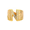 Cubic Zirconia Initial Letter Rings for Women Stainless Steel Chunky Wide Ring Female Party Wedding Band Couple Jewelry anillos