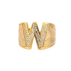 Cubic Zirconia Initial Letter Rings for Women Stainless Steel Chunky Wide Ring Female Party Wedding Band Couple Jewelry anillos