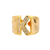 Cubic Zirconia Initial Letter Rings for Women Stainless Steel Chunky Wide Ring Female Party Wedding Band Couple Jewelry anillos