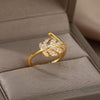 Cubic Zirconia Leaves Rings for Women Stainless Steel Gold Color Ring 2023 Trend Wedding Band Aesthetic Couple Jewelry anillos