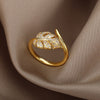 Cubic Zirconia Leaves Rings for Women Stainless Steel Gold Color Ring 2023 Trend Wedding Band Aesthetic Couple Jewelry anillos