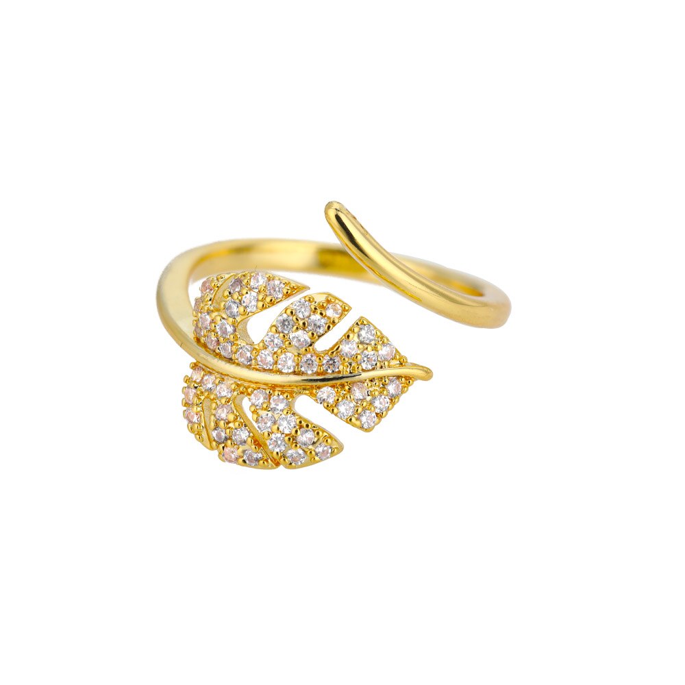 Cubic Zirconia Leaves Rings for Women Stainless Steel Gold Color Ring 2023 Trend Wedding Band Aesthetic Couple Jewelry anillos