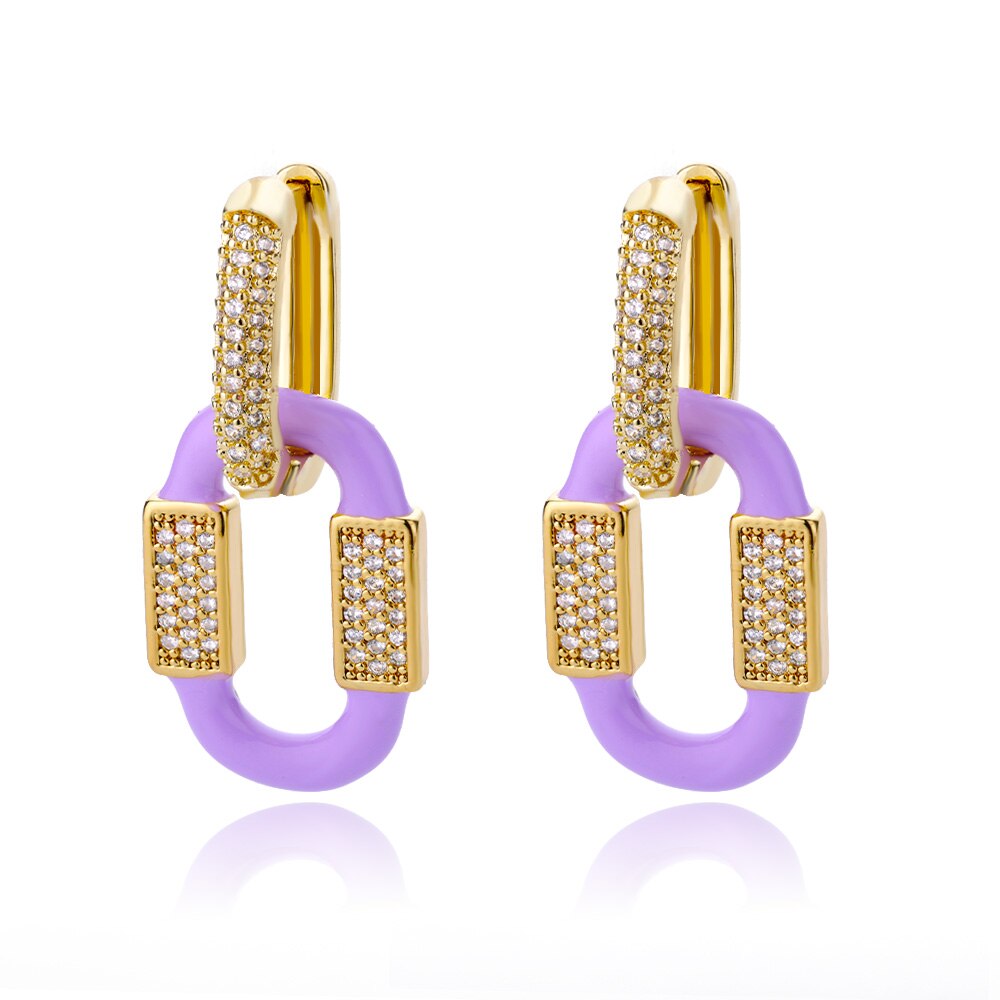 Cubic Zirconia Oval Drop Earrings for Women Girls Stainless Steel Gold Color Oil Drop Earrings 2023 Trend Jewerly pendientes