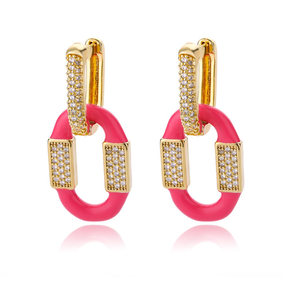 Cubic Zirconia Oval Drop Earrings for Women Girls Stainless Steel Gold Color Oil Drop Earrings 2023 Trend Jewerly pendientes