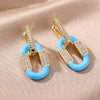 Cubic Zirconia Oval Drop Earrings for Women Girls Stainless Steel Gold Color Oil Drop Earrings 2023 Trend Jewerly pendientes
