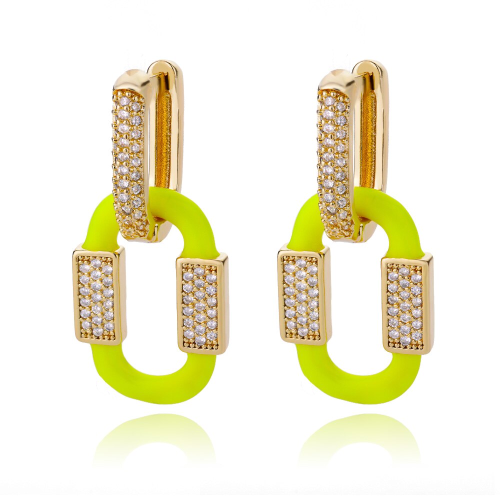 Cubic Zirconia Oval Drop Earrings for Women Girls Stainless Steel Gold Color Oil Drop Earrings 2023 Trend Jewerly pendientes