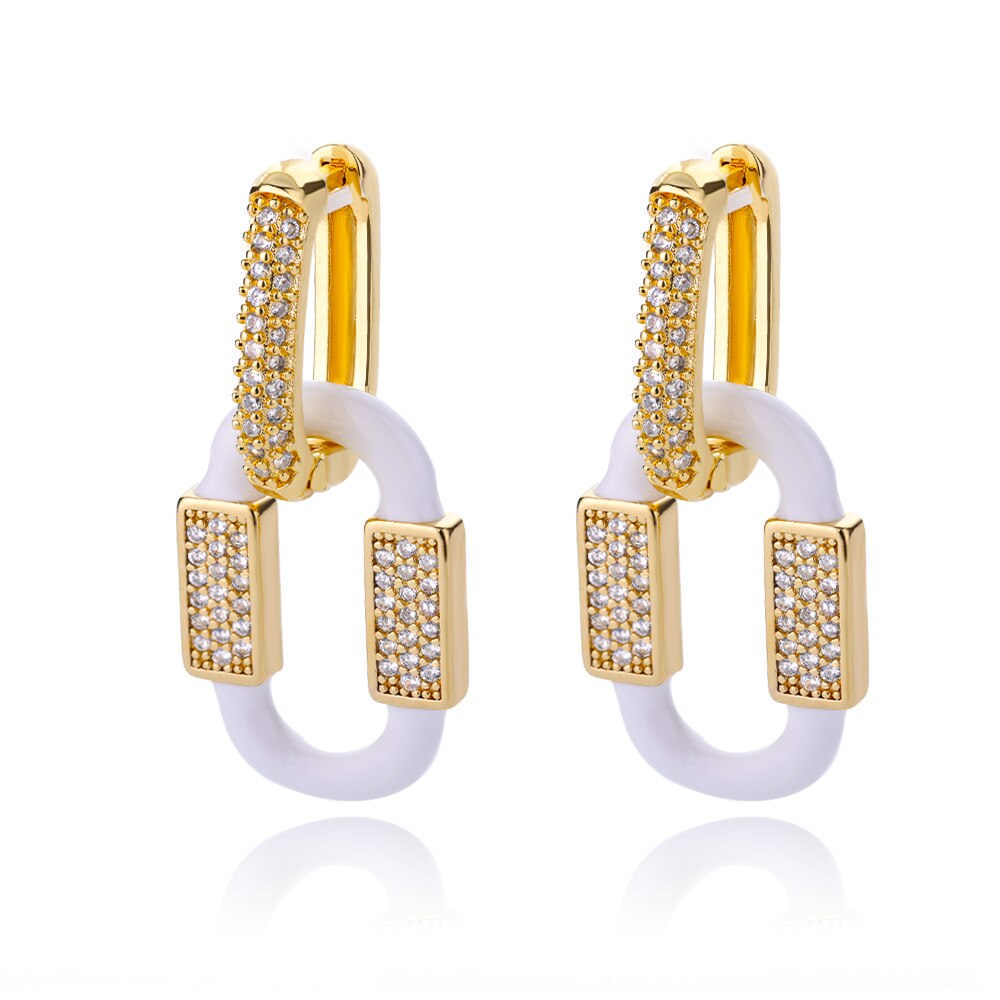 Cubic Zirconia Oval Drop Earrings for Women Girls Stainless Steel Gold Color Oil Drop Earrings 2023 Trend Jewerly pendientes