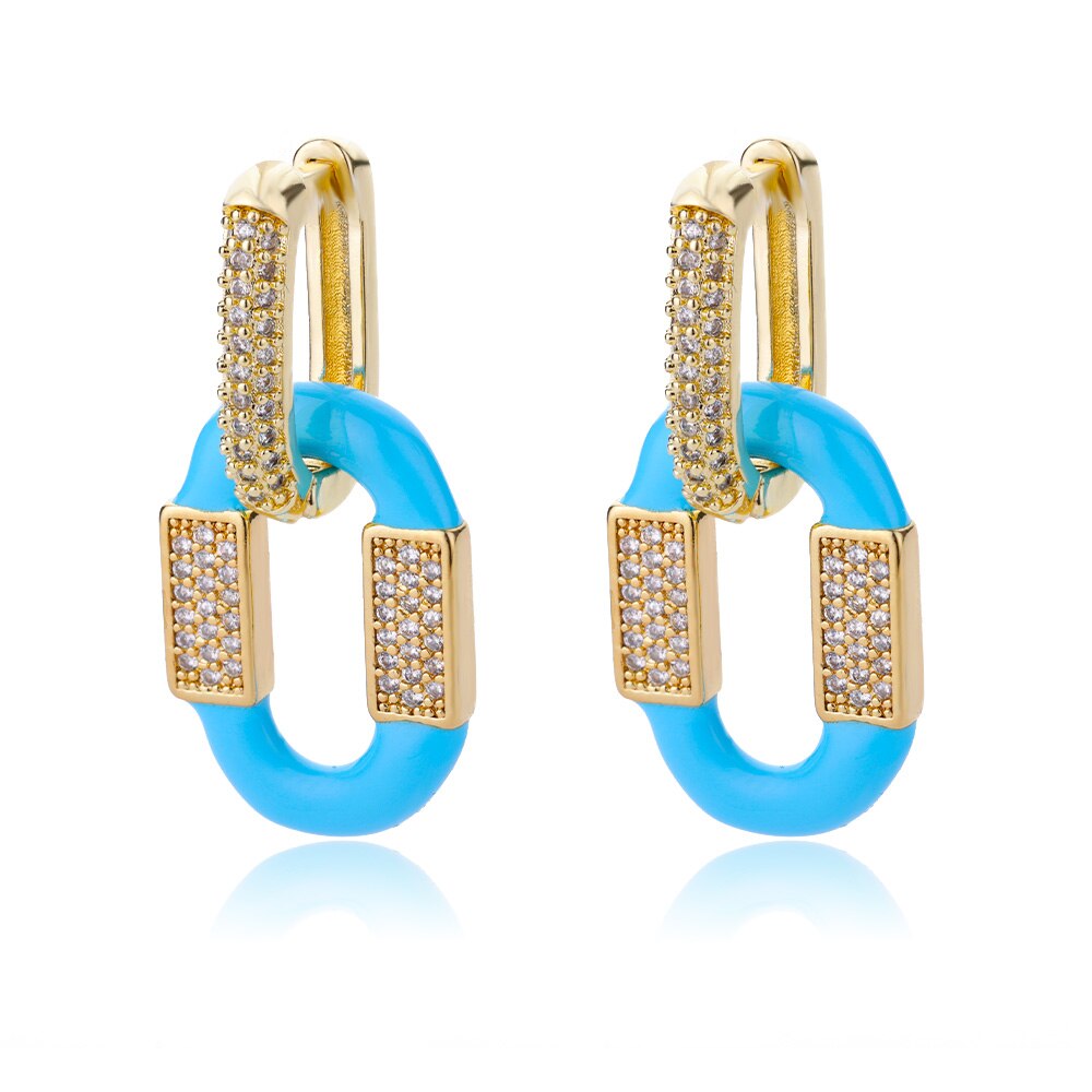 Cubic Zirconia Oval Drop Earrings for Women Girls Stainless Steel Gold Color Oil Drop Earrings 2023 Trend Jewerly pendientes