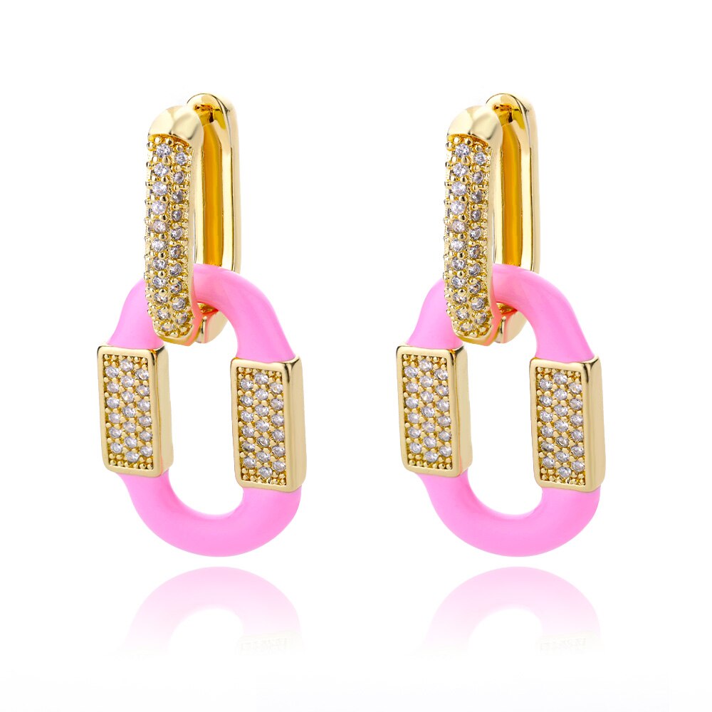 Cubic Zirconia Oval Drop Earrings for Women Girls Stainless Steel Gold Color Oil Drop Earrings 2023 Trend Jewerly pendientes