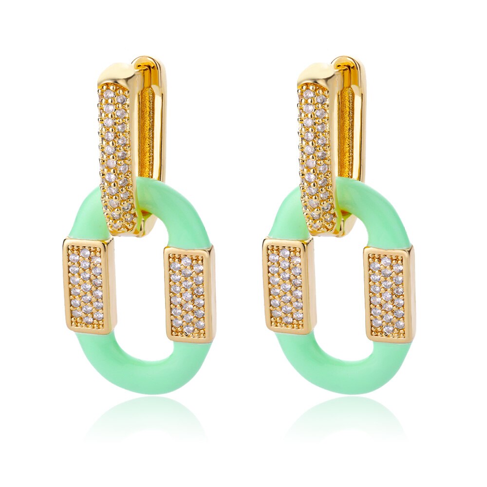 Cubic Zirconia Oval Drop Earrings for Women Girls Stainless Steel Gold Color Oil Drop Earrings 2023 Trend Jewerly pendientes