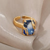 Cubic Zirconia Rings for Women Adjustable Open  Blue Crystal Finger Ring Couple Wedding Band Aesthetic Jewelry anillos